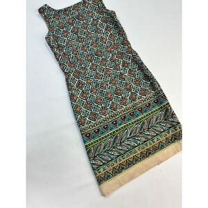 Sag Harbor Sleeveless Boho Geometric Print Knee Length Dress Size 12 Tailored